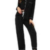 Cheibear Women's Long Sleeves Pants Nightwear Button Down Lounge Pajamas Set