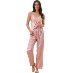 Cheibear Womens Silky Lace Camisole With Pants Loungewear Pajama Sets 2 Pcs -Cheibear Sales Store GUEST b58614c8 8e52 4670 86d2 6fdfe57d3584