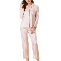 Cheibear Womens Satin Sleepwear Soft Button Down Nightwear With Pants Lounge Pajama Set -Cheibear Sales Store GUEST b5ea67ad 0f55 4ea1 8bd0 1dbb6aa59150