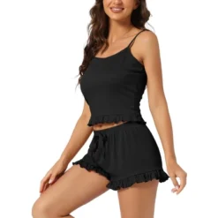 Cheibear Women's Lounge Camisole Tops And Shorts Ruffle Pajama Sets -Cheibear Sales Store GUEST b6e5edce 4157 4180 98b4 19cd0ee08b34