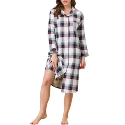 Cheibear Womens Button Down Plaid Heart Printed Shirtdress Sleepshirt Loungewear Pajama Shirt Dress -Cheibear Sales Store GUEST b8469f89 fc11 420f 9d3a 612f9ae980c2