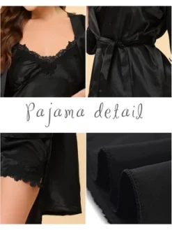 Cheibear Womens 4pcs Sleepwear Pjs Satin Lingerie Silk Cami With Shorts Robe Pajama Set -Cheibear Sales Store GUEST b9ca305e 0fb2 4cfd bc3d f2bd61c8d7c2