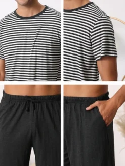 Cheibear Men's Sleepwear Short Sleeve T-Shirt With Shorts Stripe Couple Pajama Sets 9 Cheibear Men's Sleepwear Short Sleeve T-Shirt With Shorts Stripe Couple Pajama Sets -Cheibear Sales Store GUEST badbbe87 948f 426a 9d52 591ed6c12a71