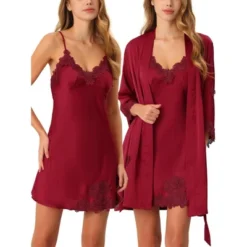 Cheibear Womens Satin Pajama Silk Nightgown Lounge Nightdress With Robe Sets -Cheibear Sales Store GUEST be3c8ddc b153 408d bcc3 aa73ec54ff76