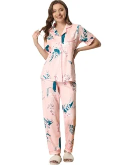 Cheibear Womens 2pcs Floral Button Down Pajama Set Nightwear Sleepwear -Cheibear Sales Store GUEST c0ec97f8 d885 4ef5 b8b8 2872b4d00177