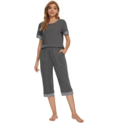 Cheibear Womens Round Neck Pajama Set With Capri Pants Casual Lounge Sleepwear 10 Cheibear Womens Round Neck Pajama Set With Capri Pants Casual Lounge Sleepwear -Cheibear Sales Store GUEST c5546e73 af3b 400f b6bd bc06b675bcef