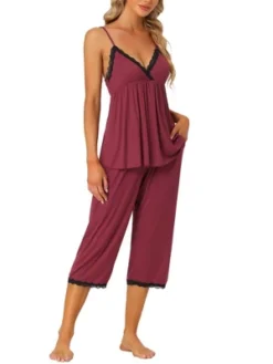 Cheibear Womens Sleepwear Modal V-Neck Camisole With Capri Pants Pajama Set -Cheibear Sales Store GUEST c70c02d8 812f 42a8 999f d518a7b4fa5b
