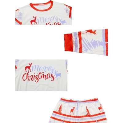 Cheibear Christmas Sleepwear Long Sleeve Tee With Pants Lounge Holiday Family Pajama Sets Red-White 3 Cheibear Christmas Sleepwear Long Sleeve Tee With Pants Lounge Holiday Family Pajama Sets Red-White - Image 3
