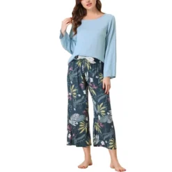 Cheibear Womens 2pcs Long Sleeve Capri Pants Floral Lounge Set Sleepwear Pajama Sets -Cheibear Sales Store GUEST c92b5561 82ac 4726 b147 54ecc03cc3fb