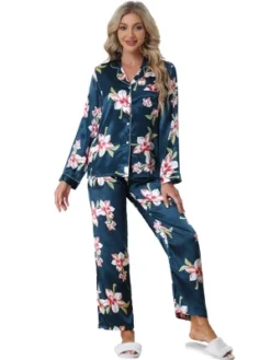 Cheibear Womens Satin Silky Floral Pajama Set Button Down Long Sleeve Shirt Pants Sleepwear 2pcs 13 Cheibear Womens Satin Silky Floral Pajama Set Button Down Long Sleeve Shirt Pants Sleepwear 2pcs -Cheibear Sales Store GUEST cf2fafa0 4ae6 4c19 a949 b327f04abce4