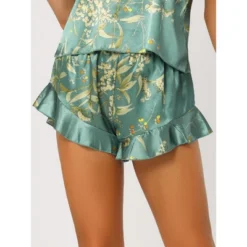 Cheibear Women's Satin Lounge Floral Cami Tops With Shorts Ruffled Pajamas Sets -Cheibear Sales Store GUEST d00e4134 958f 4052 aa9a 4d77d4169b23