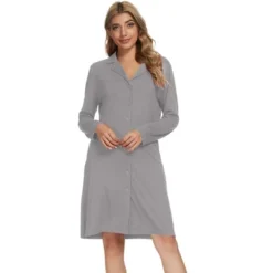 Cheibear Womens Pajama Sleepshirt Nightshirt Long Sleeve Nightgown Sleep Shirt Dress -Cheibear Sales Store GUEST d12a73d2 a57f 4a6c 9d26 555a806dc4b8