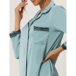 Cheibear Women's Satin Lace Long Sleeve Button-Down Shirt With Pants Pajama Sets 2 Pcs 9 Cheibear Women's Satin Lace Long Sleeve Button-Down Shirt With Pants Pajama Sets 2 Pcs -Cheibear Sales Store GUEST d172f973 bff6 4dbd babc fdc666093f96