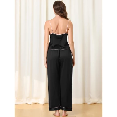 Cheibear Women's Pajama Party Satin Silky Summer Camisole Cami Pants Sets 2 Cheibear Women's Pajama Party Satin Silky Summer Camisole Cami Pants Sets - Image 2