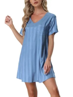 Cheibear Womens Sleepwear Pajama Dress Lounge Short Sleeve Striped Nightgown 17 Cheibear Womens Sleepwear Pajama Dress Lounge Short Sleeve Striped Nightgown -Cheibear Sales Store GUEST d50760cd 9212 4f93 b450 540459ce941d