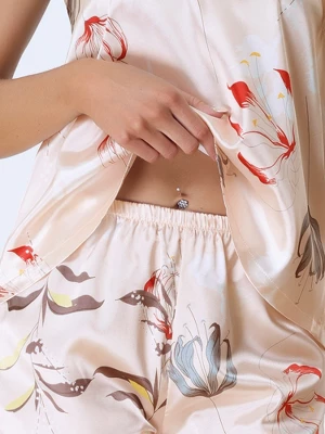 Cheibear Women's Sleeveless Cami Shirt Satin Nightwear Sleepwear Pajama Sets 3 Cheibear Women's Sleeveless Cami Shirt Satin Nightwear Sleepwear Pajama Sets - Image 3