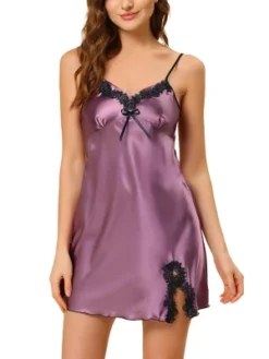 Cheibear Women's Satin Nightgown Summer Cami Mini Spaghetti Lingerie Dress -Cheibear Sales Store GUEST d7826a30 8ab4 40c3 bb4e e00570f3cb0f