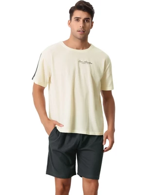 Cheibear Men's Sleepwear Short Sleeve T-Shirt With Shorts Cute Print Couple Pajama Sets 6 Cheibear Men's Sleepwear Short Sleeve T-Shirt With Shorts Cute Print Couple Pajama Sets - Image 6