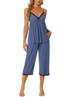Cheibear Womens Sleepwear Modal V-Neck Camisole With Capri Pants Pajama Set -Cheibear Sales Store GUEST d8f2236d 1e51 4fa9 8120 55a8d17bf721
