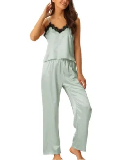 Cheibear Womens Satin Lounge Lace Trim Cami Tops With Pants Sleepwear Pajamas Sets 13 Cheibear Womens Satin Lounge Lace Trim Cami Tops With Pants Sleepwear Pajamas Sets -Cheibear Sales Store GUEST d9541c01 f1ec 45c1 9bbe 57cf6ed16a2e