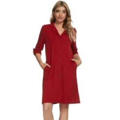 Cheibear Womens Pajama Sleepshirt Nightshirt Long Sleeve Nightgown Sleep Shirt Dress -Cheibear Sales Store GUEST dd12bf60 b046 4392 b2e8 020e9212072c