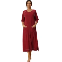 Cheibear Womens Zipper Front Housecoat With Pockets Long Robes -Cheibear Sales Store GUEST dd6d3390 21de 4eab a006 6bd9b4b36bac