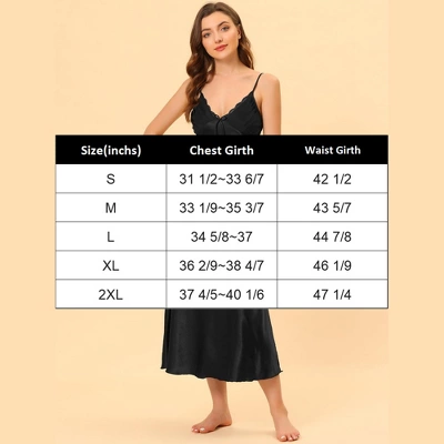 Cheibear Womens Pajama Dress Spaghetti Strap Nightdress Cami Lounge Satin Nightgowns 4 Cheibear Womens Pajama Dress Spaghetti Strap Nightdress Cami Lounge Satin Nightgowns - Image 4