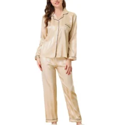 Cheibear Womens Satin Sleepwear Soft Button Down Nightwear With Pants Lounge Pajama Set -Cheibear Sales Store GUEST dfb4abee 9728 49ec b1bd 8202a63151fa