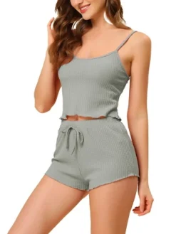 Cheibear Womens Sleepwear Pajama Knit Spaghetti Strap Cami Tops Shorts Lounge Pj Set -Cheibear Sales Store GUEST e0a1a958 291e 4e19 8c97 fc4c11035da7