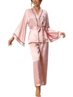 Cheibear Womens Satin Sleepwear Bell Sleeve Robe With Pants Silky Pajama Sets -Cheibear Sales Store GUEST e35888c9 914a 4e88 803b 0fcf3f753908