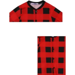 Cheibear Christmas Jumpsuits Holiday Long Sleeve Loungewear Plaid Family Pajama Sets Red Plaid -Cheibear Sales Store GUEST e35a8e79 a353 4d72 aae9 a20266439706