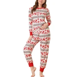 Cheibear Womens Sleepwear Crew Neck Christmas Nightwear With Pants Loungewear Pajama Set -Cheibear Sales Store GUEST e681fb1a 6ed1 4e5e 83a9 daba90b28b8a