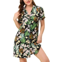 Cheibear Womens Nightgown Pajama Satin Sleepshirt Button Down Floral Lounge Shirt Dress -Cheibear Sales Store GUEST e8d70518 01b4 420b a83b 89362dee5f9f