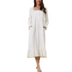 Cheibear Women's Victorian Long Sleeve Ruffle Night Gown Sleepwear With Pockets -Cheibear Sales Store GUEST ea155954 d1cb 46ca 982a d6141c0202ec