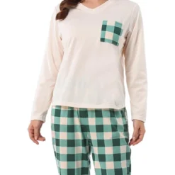 Cheibear Womens Sleepwear Plaid Long Sleeve Shirt And Pants Soft Loungewear Set -Cheibear Sales Store GUEST eb2f4b6c d871 407f 80e4 80a08ec771dd