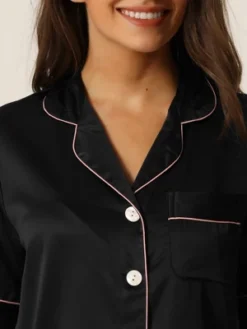 Cheibear Womens Satin Summer Button Down Short Sleeve Tops With Pants Silky Lounge Pajama Sets -Cheibear Sales Store GUEST ec6d5b1d d641 4c7b 8c50 ef417d03ef5d