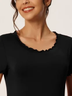 Cheibear Women's Sleepshirt Short Sleeve Ruffle Loungewear Nightshirts -Cheibear Sales Store GUEST f15a1ce7 af84 4127 8f76 1c98e83e5fd7