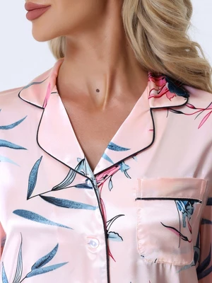 Cheibear Womens Satin Silky Floral Pajama Set Button Down Long Sleeve Shirt Pants Sleepwear 2pcs 3 Cheibear Womens Satin Silky Floral Pajama Set Button Down Long Sleeve Shirt Pants Sleepwear 2pcs - Image 3