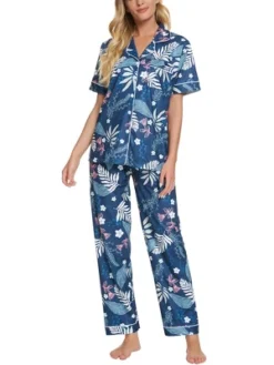 Cheibear Womens 2pcs Floral Button Down Pajama Set Nightwear Sleepwear -Cheibear Sales Store GUEST f5f8e766 046a 443f a618 4bb94e33360a