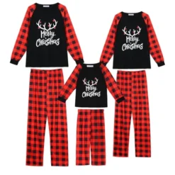 Cheibear Christmas Deer Loungewear Long Sleeves Tee Plaid Pants 2 Piece Family Pajama Sets -Cheibear Sales Store GUEST fb2a37f6 3572 4079 a6e5 85102d09d3d4