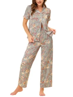 Cheibear Women's Silky Floral Short Sleeves Sleepshirt With Pants Pjs Set 2 Pcs 18 Cheibear Women's Silky Floral Short Sleeves Sleepshirt With Pants Pjs Set 2 Pcs -Cheibear Sales Store GUEST fbf45185 8382 4a66 a7bc 2d4ea575063d