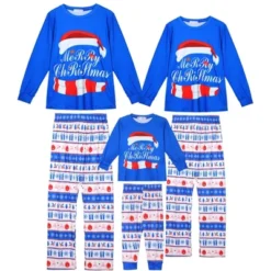 Cheibear Christmas Cute Letters Print Long Sleeve Tee With Pants Loungewear Family Pajama Sets Blue 9 Cheibear Christmas Cute Letters Print Long Sleeve Tee With Pants Loungewear Family Pajama Sets Blue -Cheibear Sales Store GUEST fc9e7835 bbb9 4373 8982 77ca2df293db