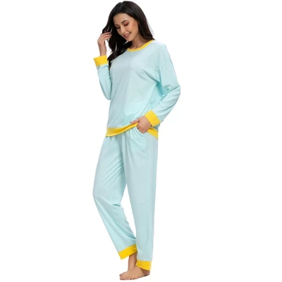 Cheibear Womens Lounge Sets Long Sleeves Round Neck Soft With Pants Sleepwear Pajamas 2 Cheibear Womens Lounge Sets Long Sleeves Round Neck Soft With Pants Sleepwear Pajamas - Image 2